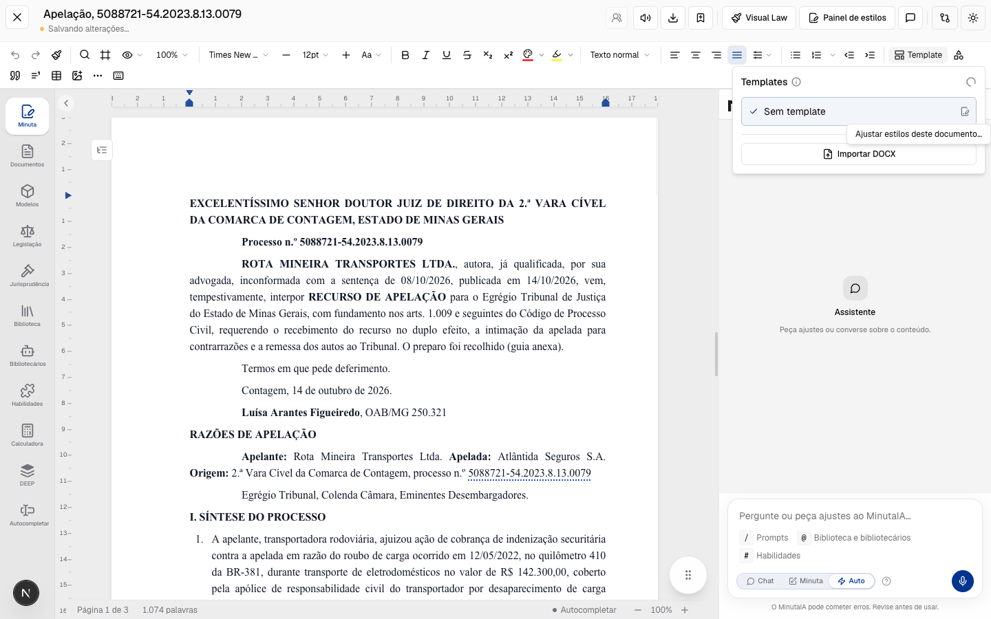 Word: Importe o timbrado. Uma vez; depois ele vale para as próximas exportações.